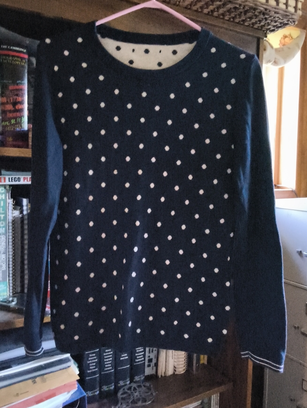 Tommy Hilfiger Navy Crewneck Sweater with White Polka Dots